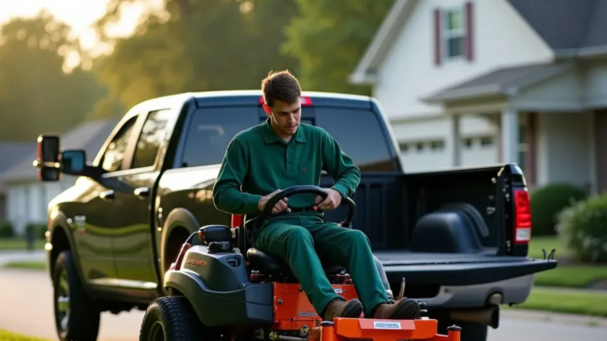 Speedway Lawn Maintenance owner standing beside a freshly striped lawn in Speedway, Indiana