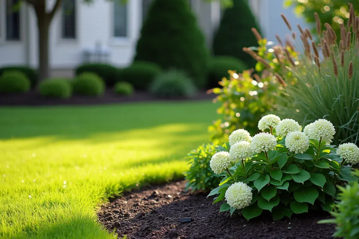 Freshly weeded, edged and mulched landscape bed in Speedway, IN