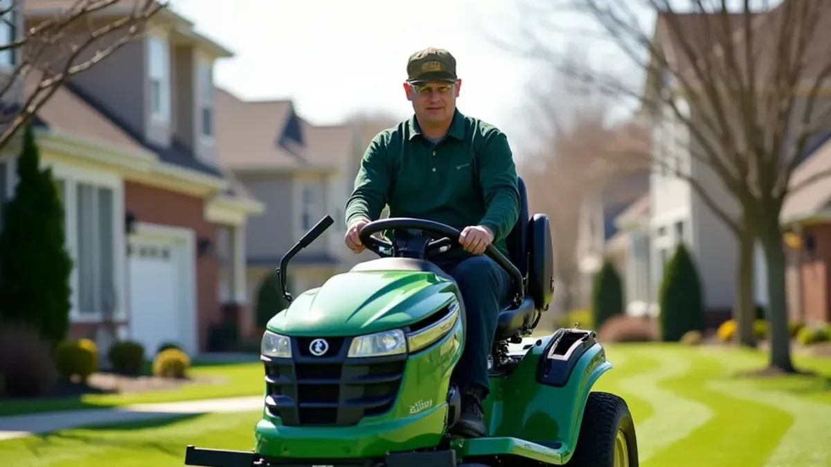 Young subdivision lawn being mowed and edged in Fishers, IN by Speedway Lawn Maintenance