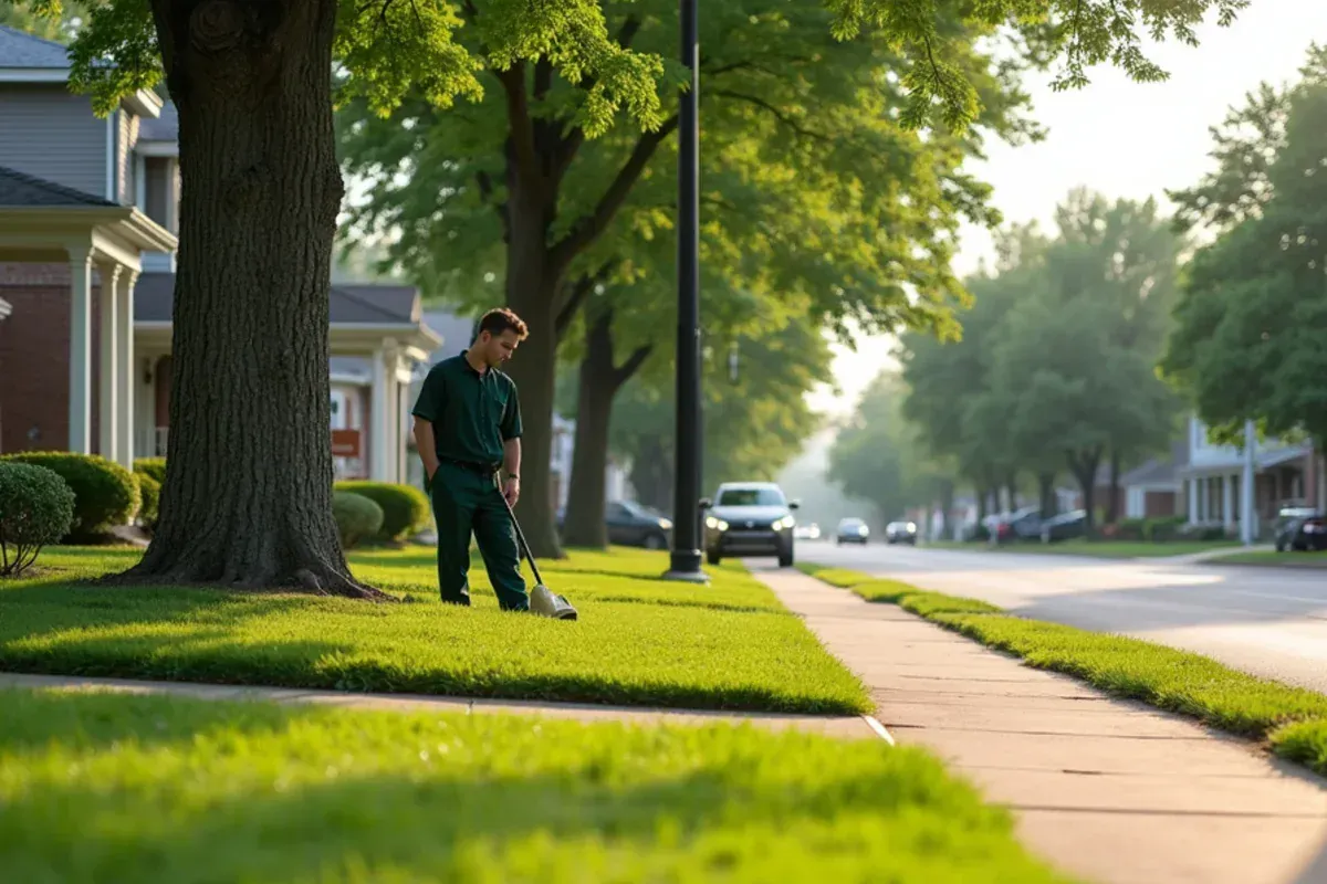 Homes and lawns in the Downtown street grid area of Gas City, IN
