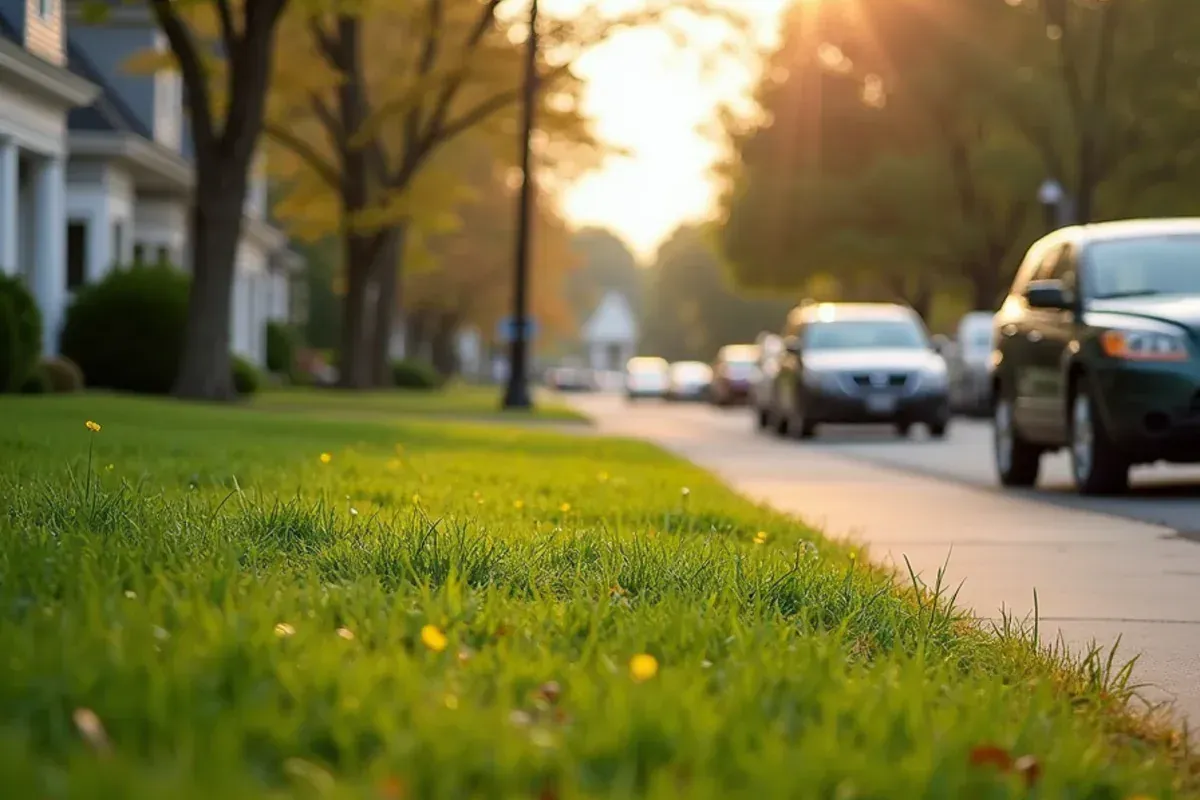 Homes and lawns in the Downtown courthouse square area of Lebanon, IN