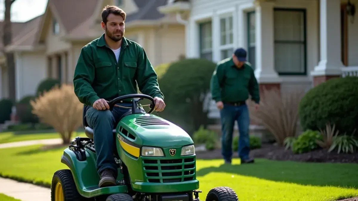 Freshly mowed front lawn with a crisp sidewalk edge on a Marion County, IN street, maintained by Speedway Lawn Maintenance