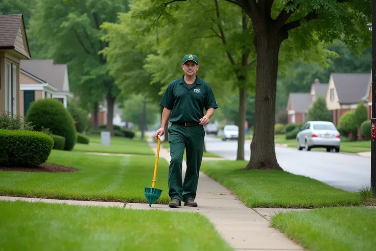 Homes and lawns in the Mid-century streets off US-31 area of New Whiteland, IN