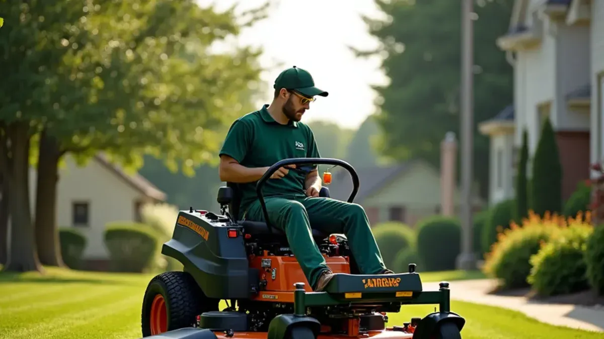 Mowed riverside lawn under mature trees in Noblesville, IN maintained by Speedway Lawn Maintenance