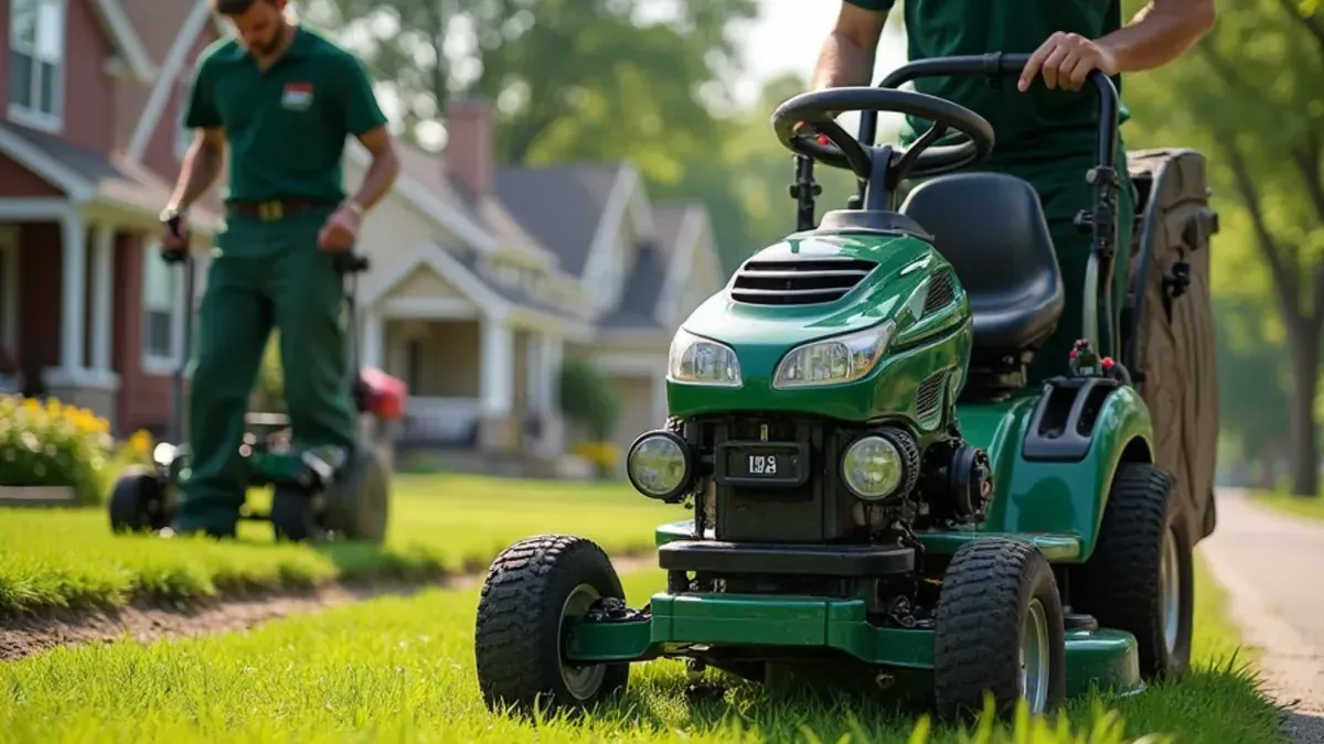 Weed-free front lawn and edged walk on an older street in Shelbyville, IN by Speedway Lawn Maintenance