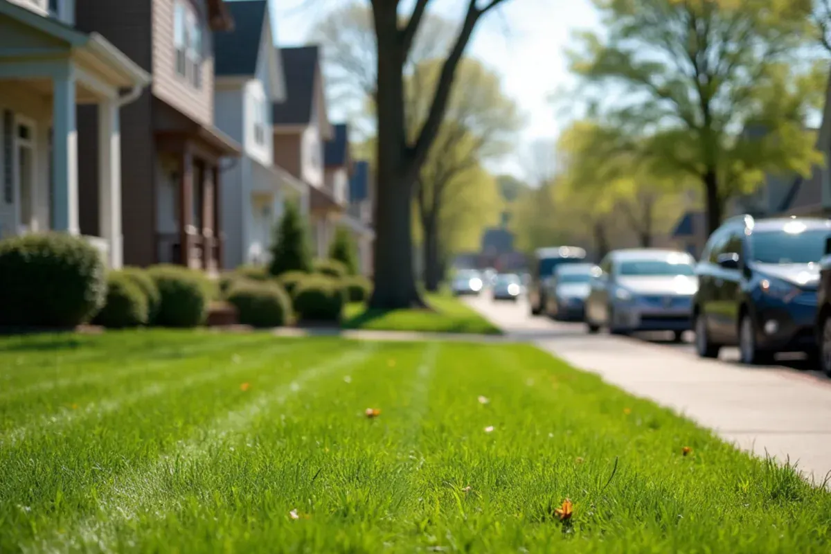Homes and lawns in the Downtown courthouse square area of Tipton, IN